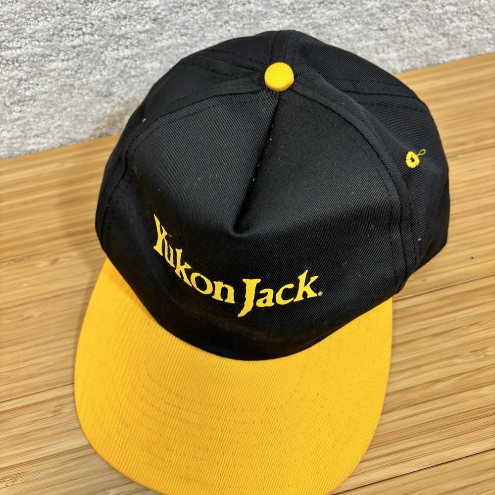 Vintage Yukon Jack Whiskey Snapback Rare Black Yellow - Picture 2 of 7